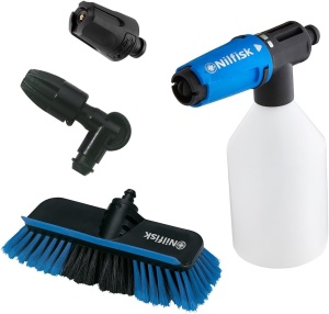 Kit de curatare auto Nilfisk 4 piese - Super spuma, perie, duza auto, duza subcaroserie