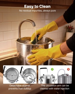 Kit de fabricare bere VEVOR N30, capacitate 30 L, putere 100-2500 W, din otel inoxidabil - Img 6