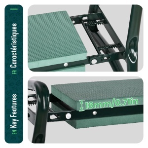Kniebank VOUNOT 2in1 pentru gradinarit, verde, 150 kg - Img 7
