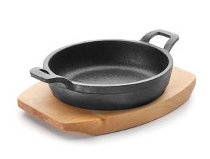 Lacor 25871 Tigaie Magma 12 cm Fonta Neagra cu Suport din Lemn