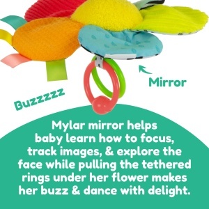 Lamaze Jucarie Clip-on pentru Carucior si Scaun Auto - Buzzy the Bee - Dezvoltare Senzoriala - Img 6