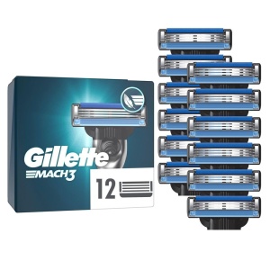 Lame de ras Gillette Mach3 set 12 rezerve cu strat de alunecare si protectie impotriva iritatiilor