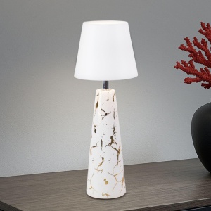 Lampa de birou Beper MARBLE, design marmorat cu detalii aurii, 3 lumini, acumulator 36h