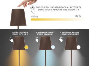 Lampa de birou Beper P201UTP405, 2.5W, USB reincarcabila, 3 culori, Corten - Img 3