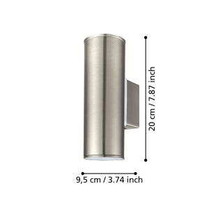 Lampa de perete exterior LED Eglo Riga, 2 fasii luminoase, IP44, otel galvanizat, argintiu - Img 4