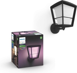 Lampa de perete Philips Hue Econic pentru exterior, neagra, 1040lm, 16 milioane culori