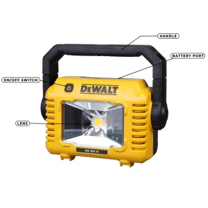 Lampa de santier cu acumulator LED Dewalt DCL077 (intensitate luminoasa foarte mare de pana la 2.000 de lumeni, maner robust cu mai multe pozitii, IP54, cu suport pentru trepied de 1/4" si 5/8", livrat fara baterie si incarcator) - Img 2