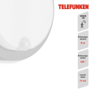 Lampa LED de Exterior TELEFUNKEN cu Senzor, 12W, 1150 Lumen, Argintie - Img 3