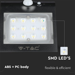 Lampa LED de perete V-TAC VT-767-2, 1,5 W, cu solarpanel, neagra - Img 2