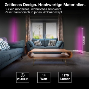 Lampa LED de podea Osram 2000mm, 20W, RGBW, Negru - Img 2