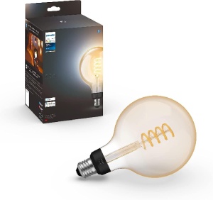 Lampa LED Filament Philips Hue G125 E27, 550lm, Lumina calda, Dimabila
