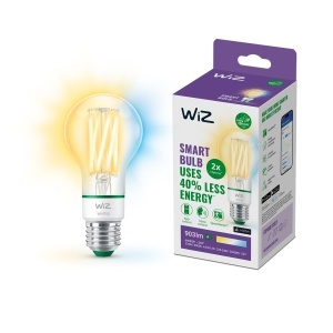 Lampa LED inteligenta WiZ A60, E27, Energie clasa A, economisire energie 40