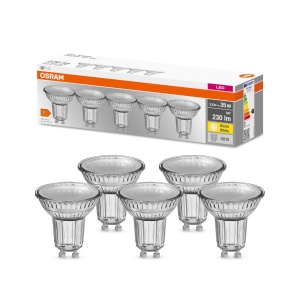 Lampa LED Osram PAR16 GU10, 35W Echivalent, Lumina Calda, 5 Bucati