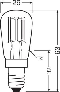 Lampa LED Osram T26 E14, 1.3W, 110lm, 2700K, 2 bucati - Img 2