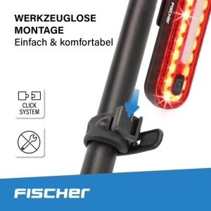 Lampa LED pentru bicicleta FISCHER cu 50 LED-uri, reincarcabila, IPX4, neagra - Img 6