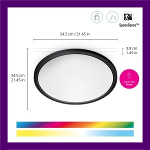 Lampa LED SuperSlim WiZ, 32W, 545mm, 16 milioane de culori, neagra - Img 2