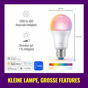 Lampa LED WiZ Smart A60, E27, 100W echivalent, 1521 Lumen, dimabila, culoare variabila - Img 11