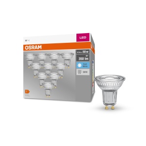 Lampa reflectorizanta Osram LED Base PAR16, cu baza GU10, nereglabila, inlocuieste 50 wati, unghi de fascicul de 36deg, alb rece - kelvin, pachet de 10 - Img 7