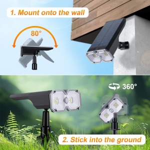 Lampa solara GRIFEMA 2er Set, 3000 K, 1200 mAh, IPX65 - Img 3