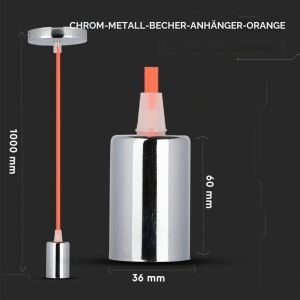 Lampa suspendata V-TAC VT-7338, E27, Crom, Portocalie, 60 mm - Img 2
