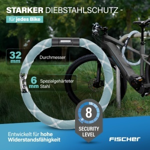 Lant antifurt Fischer PROTEC SK100, 100 cm, 2 chei, verde - Img 2