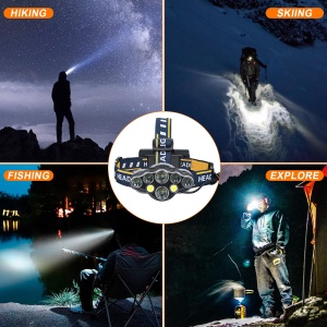 Lanterna frontala GRIFEMA cu 8 LED-uri, reincarcabila, 5 moduri de iluminare - Img 7