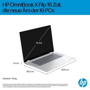 Laptop 2-in-1 HP OmniBook X Flip, 16 3K Touchscreen, Intel Core Ultra 7, 32GB RAM, 1TB, Argintiu - Img 5