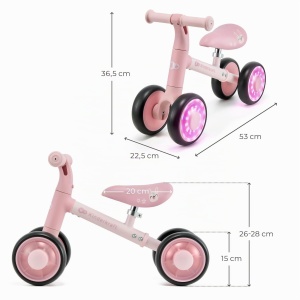 Laufrad Kinderkraft Cutie Flash, cu LED-uri, fara pedale, roz - Img 10