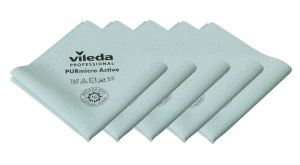 Laveta de curatare Vileda Professional PurMicro Active, 38x35cm, Verde, 5 bucati