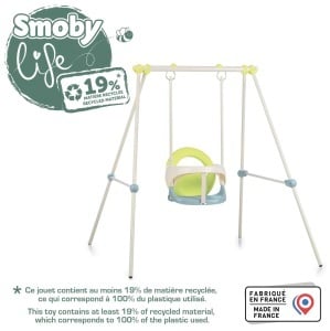 Leagan pentru bebelusi Smoby Life - Metalic, UV-resistant, cu 10 materiale reciclate - Img 2