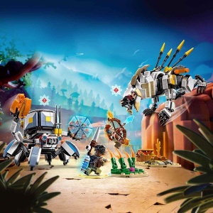 LEGO Horizon Adventures 77037 Set Aloy si Varl vs Panzerwanderer si Sagezahn 768 Piese - Img 2