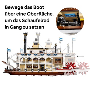LEGO Ideas Vaporul cu vasle pe rau - Model de nava cu caracteristici interioare si interactive inclusiv vasle si comenzi functionale - Idee cadou pent - Img 6