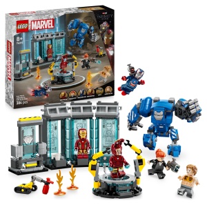 LEGO Marvel 76315 Iron Mans Labor Set de Constructie cu Minifigurine si Mech