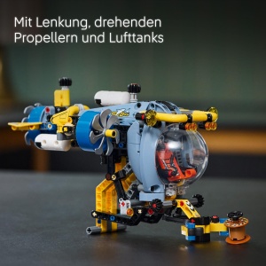 LEGO Technic 42201 Submarin Explorator Adancime 413 Piese Propulsoare Rotative si Greifarm - Img 3