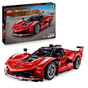 LEGO Technic Ferrari FXX K Model Auto Rosu cu Motor V12 si Usi Fluture