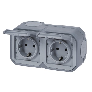 LEGRAND, Plexo Priza noua rezistenta la umiditate, 2 cai, standard Schuko, inclusiv capac cu balamale, protectie la contact, precablata, terminale plug-in, orizontala, IP44 - IK07, culoare: gri, 069742L - Img 2