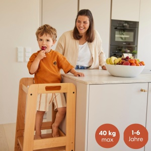 Lern Tower Montessori Hauck cu Baza Ajustabila, Din Lemn de Fag, 1-6 Ani - Img 2