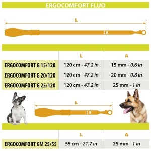 Lesa pentru caini Ferplast ERGOFLUO lesa pentru caini de talie mica maner captusit ergonomic carlig metalic nailon Dimensiune 120 cm Galben - Img 5