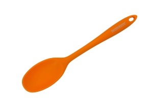 Lingura din silicon Fackelmann 40369, 28,3 x 5,5 cm, ergonomica, neagra sau portocalie