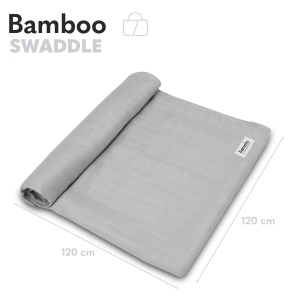Lionelo Bamboo Swaddle 120x120 cm Material Natural Bambus Culoare Grey Stone - Img 7