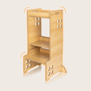 LIONELO CASS Ajutor de bucatarie Gadget de bucatarie 2 in 1 Montessori Turn de invatare De la 1 an Bara de siguranta reglabila pe inaltime Scaun de bucatarie stabil Raft de carti Pana la 30 kg - Img 6