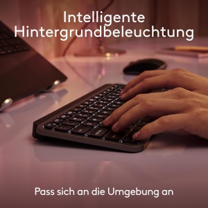 Logitech MX Keys Mini pentru Mac - Tastatura Wireless Minimalista pentru MacBook Pro, MacBook Air, iMac, iPad, Bluetooth, Taste Iluminate, USB-C, Tastare Lina, RO QWERTZ - Gri - Img 8