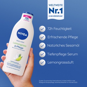 Lotiune Corporala NIVEA Lemongrass Pflege, 400 ml, 72h Hidratanta, cu Ulei de Susan - Img 2