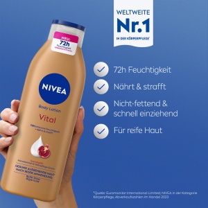 Lotiune Corporala NIVEA Vital, 250 ml, cu Granatapfel si Macadamia, 72h hidratare - Img 2
