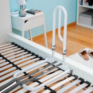 Maner ergonomic pentru pat InnovaGoods inaltime reglabila 45-55 cm curele ajustabile portabil alb - Img 6