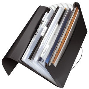 Mapa de proiect Leitz 45791095, PP A4, neagra, 5 compartimente extensibile - Img 2