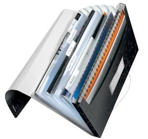 Mapa de proiecte Leitz WOW A4, 200 documente, 6 compartimente, neagra