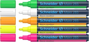 Marker de creta Schneider Maxx 265, 2-3 mm, 5 culori, abtipilduri umede
