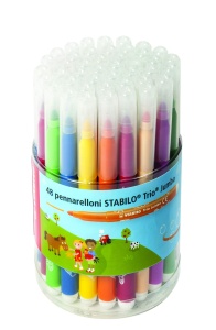 Marker gros STABILO Trio Jumbo cu 12 culori, varf XL, design ergonomic