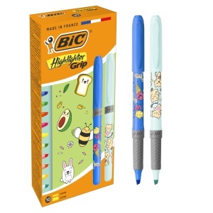 Marker neon BIC Highlighter Grip Decor, 10 culori, cu grip din cauciuc